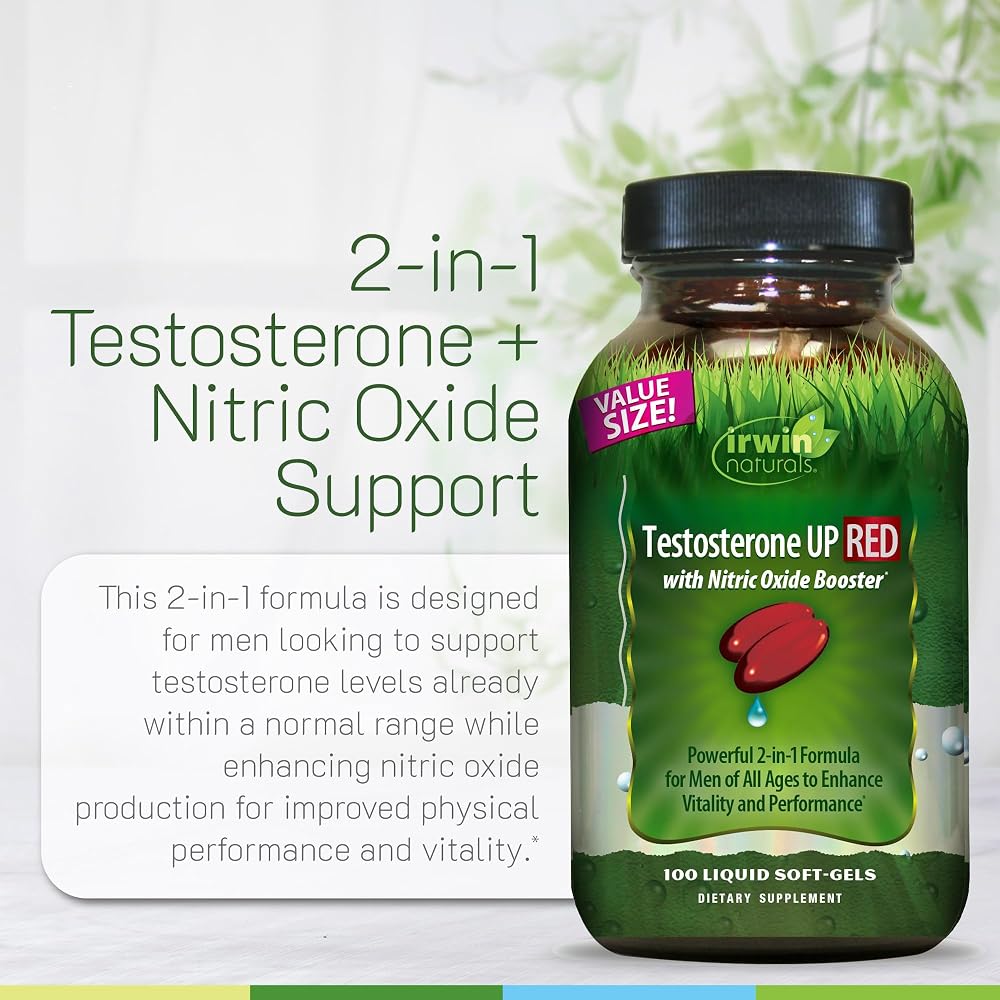 Irwin Naturals Testosterone UP RED with Nitric Oxide Booster - 100 Softgels - image 5