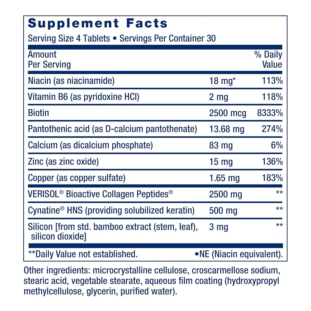 Life Extension Hair, Skin & Nails Collagen Plus - 120 Tablets - image 3