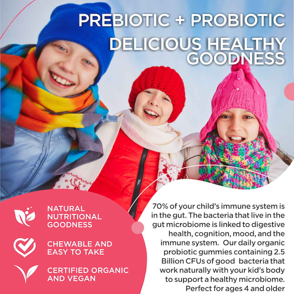 RUWAA NUTRITION Probiotics for Kids. Yummy Gut Happy Organic