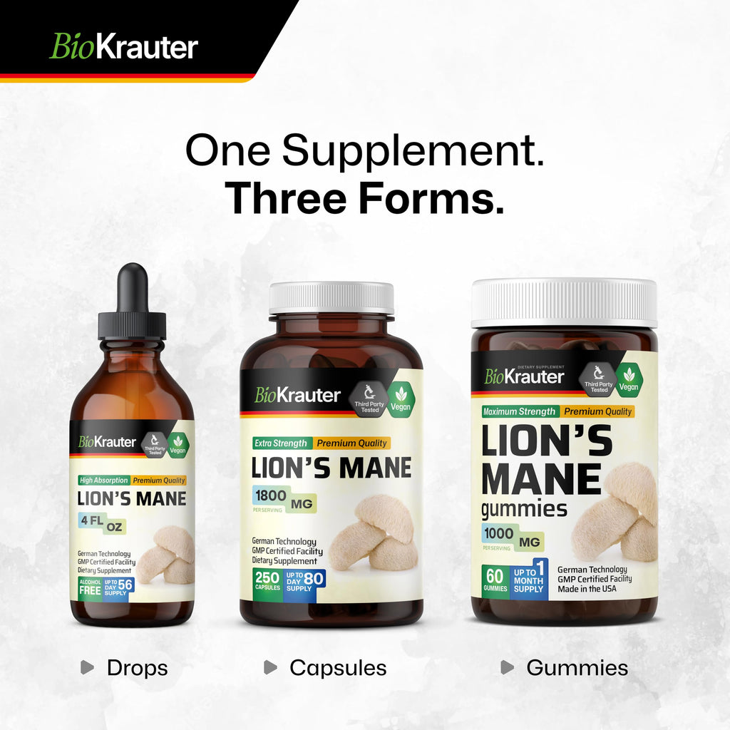 BIO KRAUTER Lion's Mane for Focus Support & Brain Health - 250 Capsules - image 8