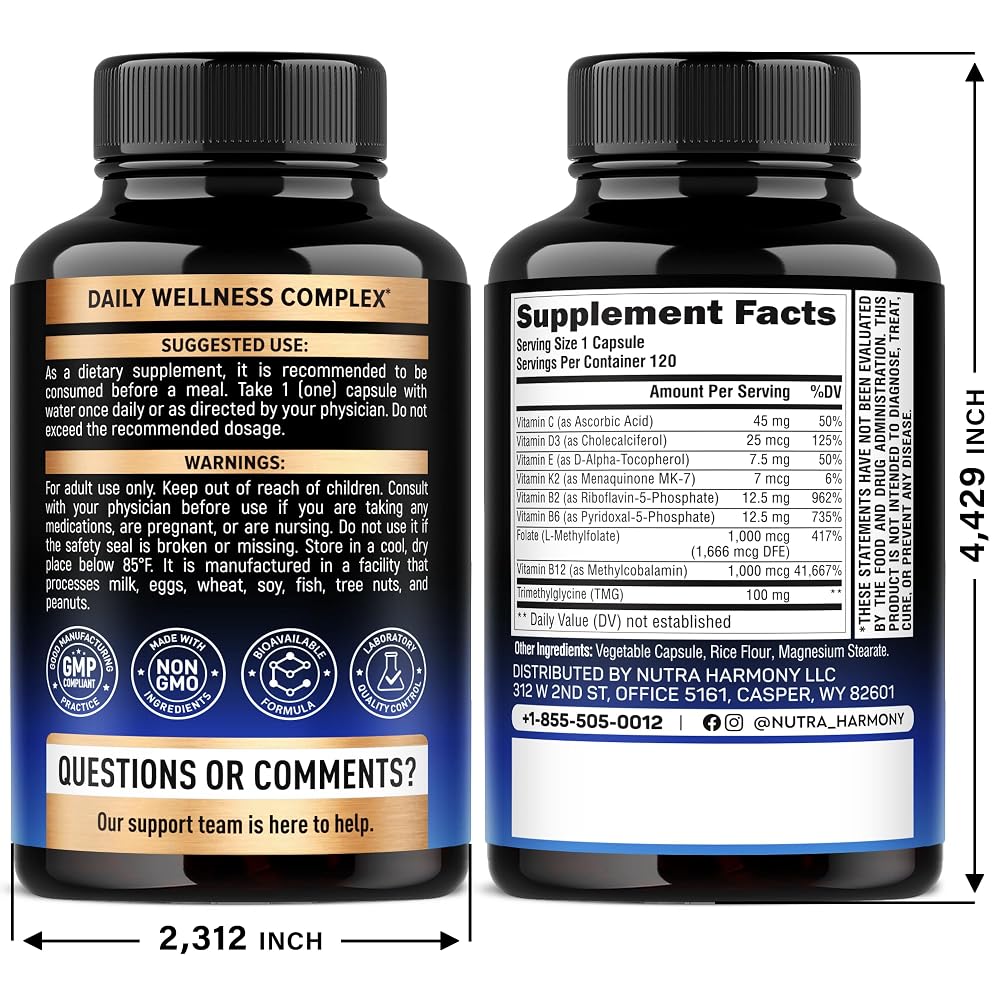NUTRAHARMONY Methylated Multivitamin B-Complex - 120 Capsules - image 2