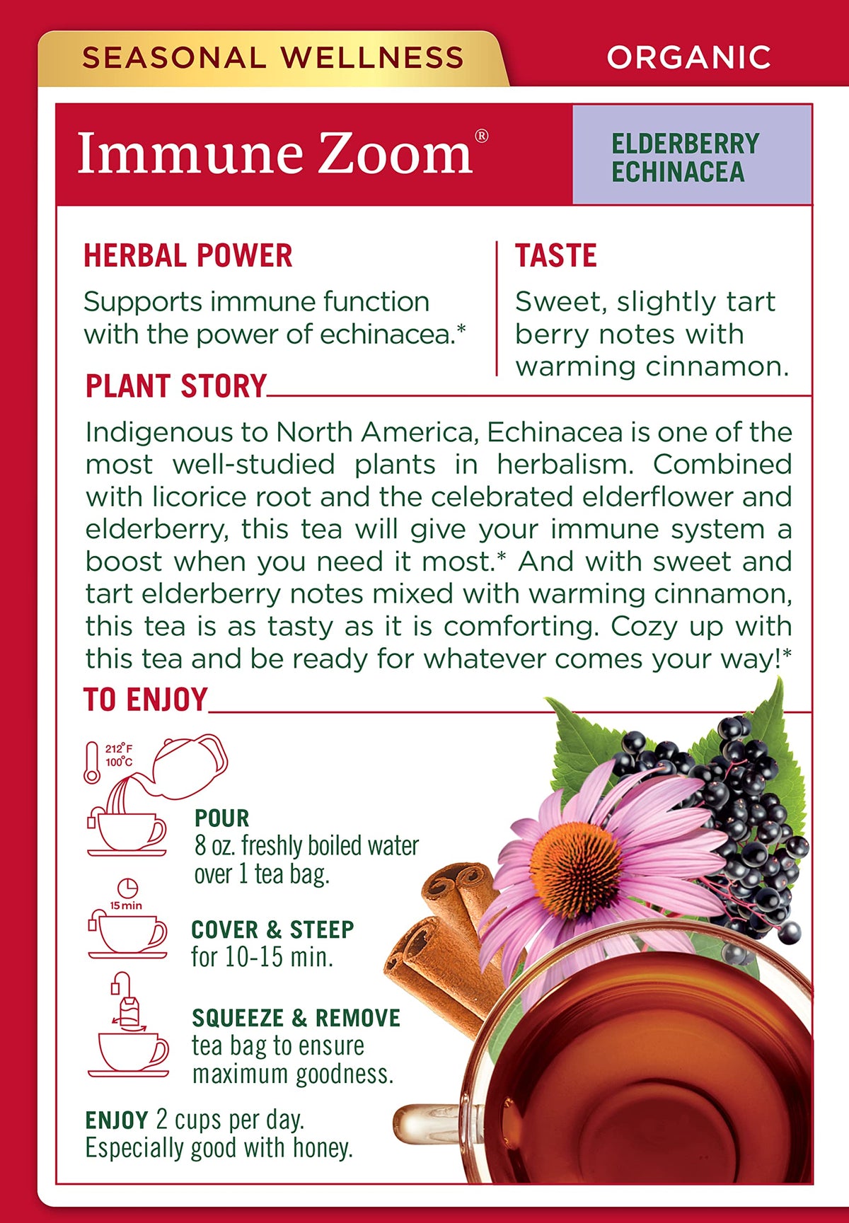 Traditional Medicinals Organic Immune Zoom Echinacea Elderberry Tea - 16 Teabags - image 3