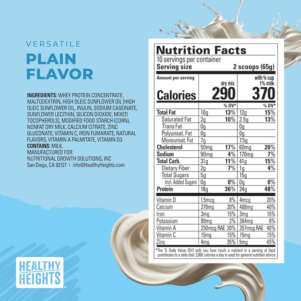 Healthy Heights Grow Daily Kids Protein Drink Mix Plain - 21.6 oz - image 5