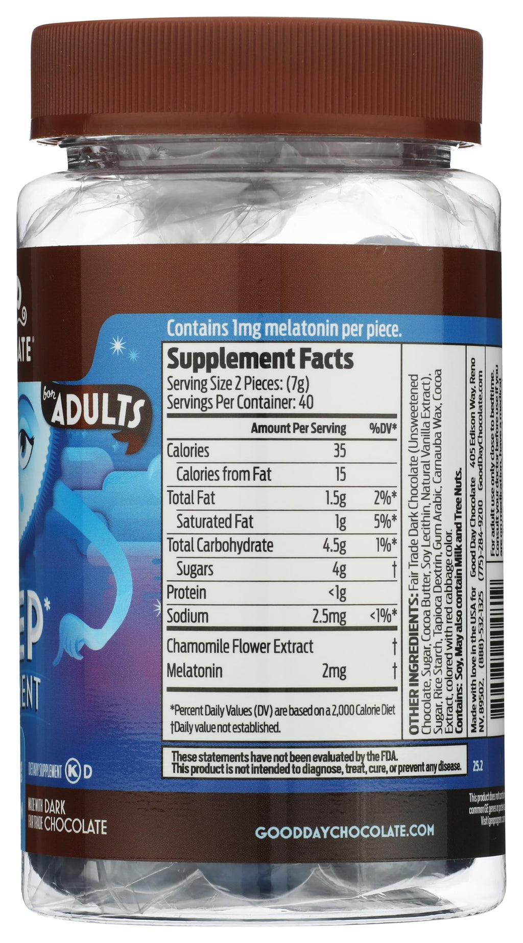Good Day Chocolate Melatonin 1 mg Sleep Aid - 80 Chewables - image 5