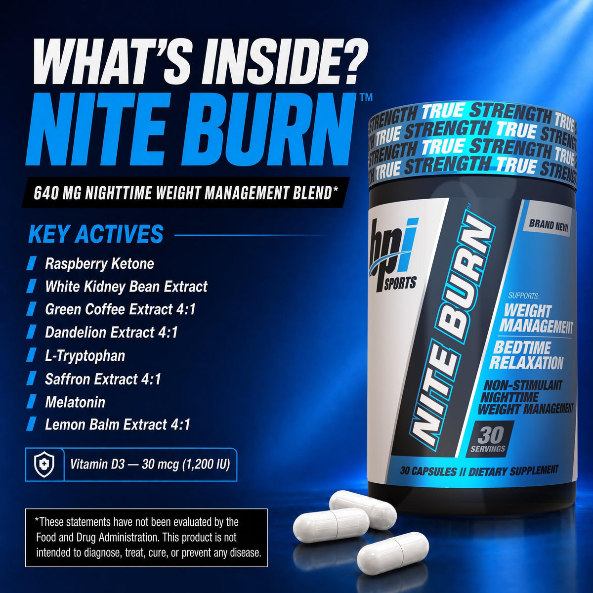 BPI Sports Nite Burn Nighttime Fat Burner Sleep Support - 30 Capsules - image 4
