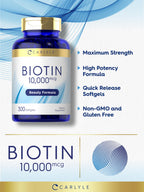 Carlyle Biotin 10000mcg - 300 Softgels - image 4