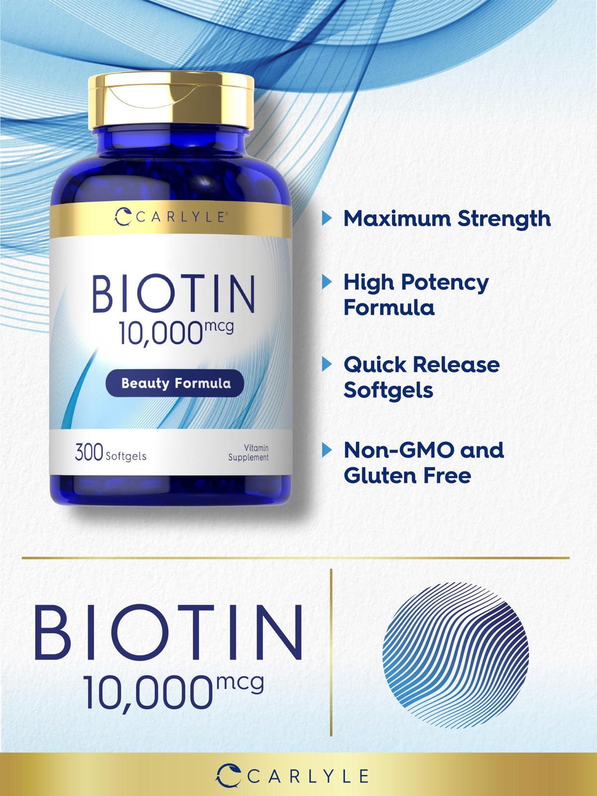 Carlyle Biotin 10000mcg - 300 Softgels - image 4