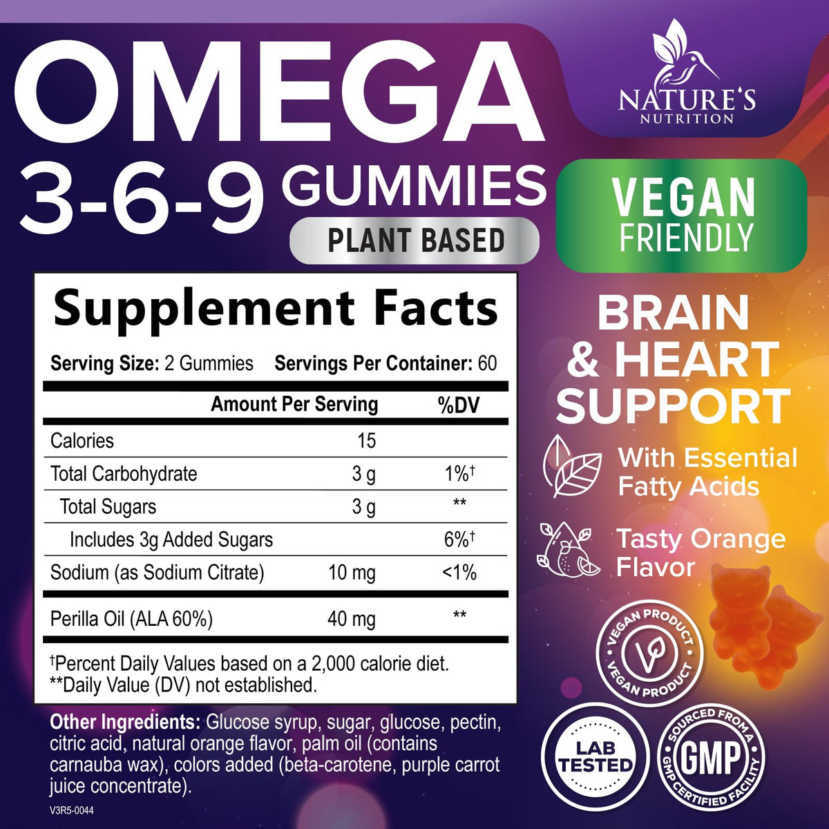 Nature's Nutrition Omega 369 Gummies - Vegan Triple Omega 3