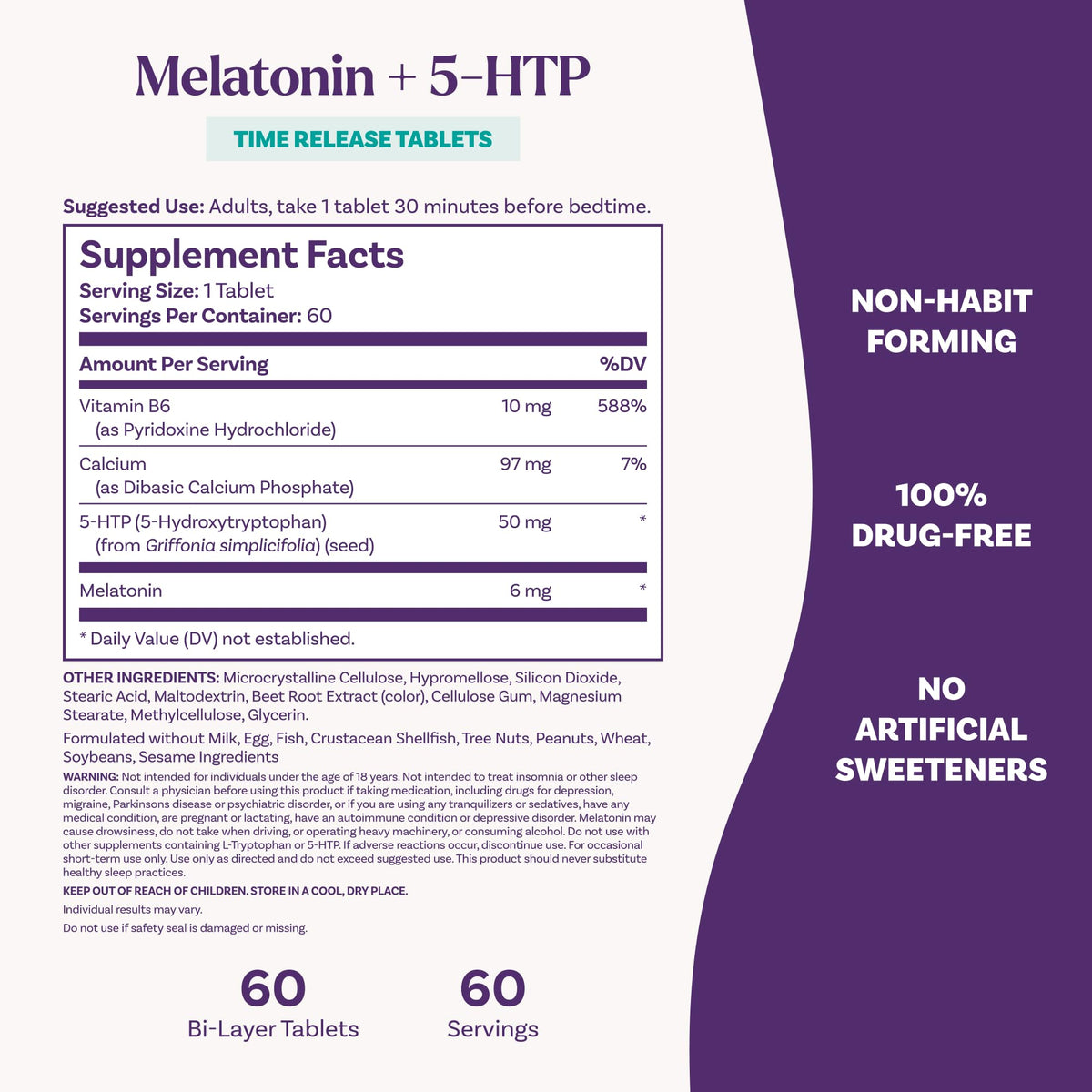 Natrol Melatonin + 5-HTP Time Release Sleep Aid - 60 Tablets - image 5
