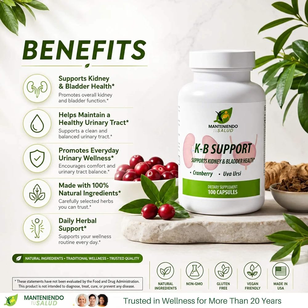 Manteniendo Tu Salud KB Support Kidney & Urinary Tract - 100 Vegetarian Capsules - image 3