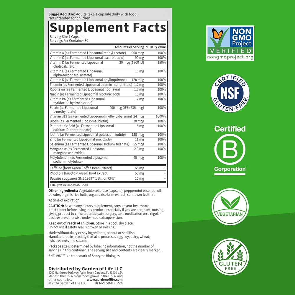 Garden of Life Dr. Formulated Multi+ Energy Support - 30 Vegetarian Capsules - image 5