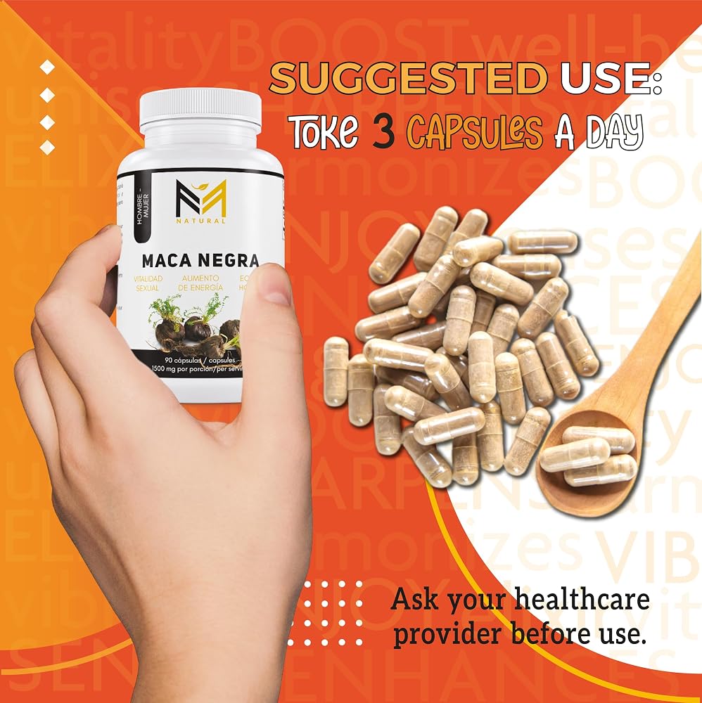 M NATURAL Maca Negra Organic Black Maca - 90 Capsules - image 3