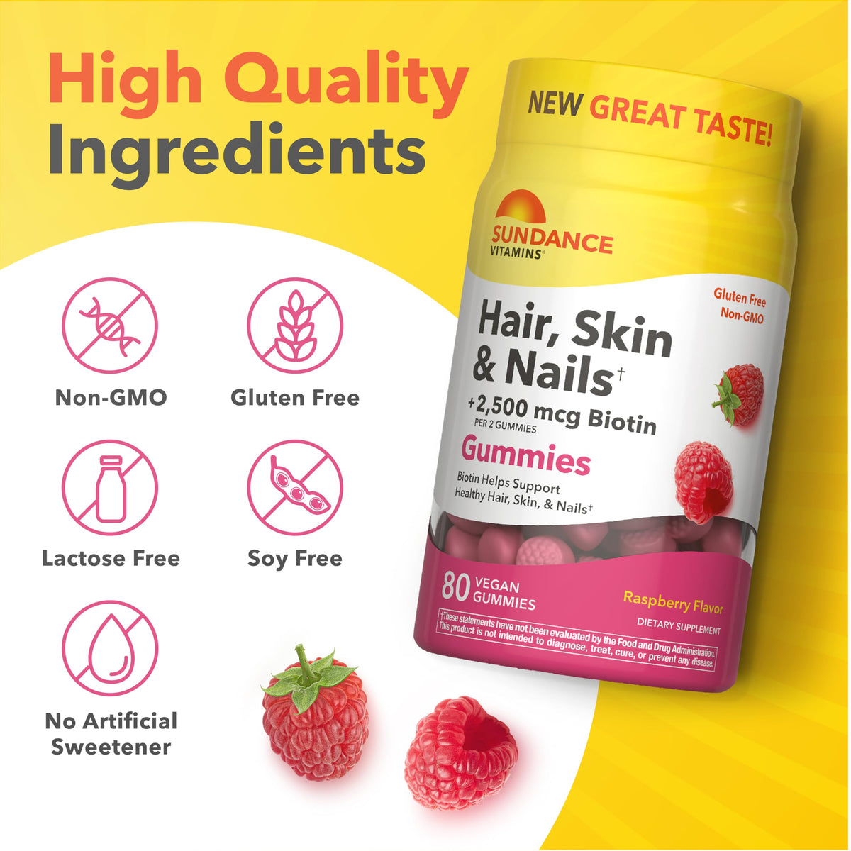 Sundance Hair, Skin, and Nails Gummies with Biotin 2500 mcg - 80 Count - image 4