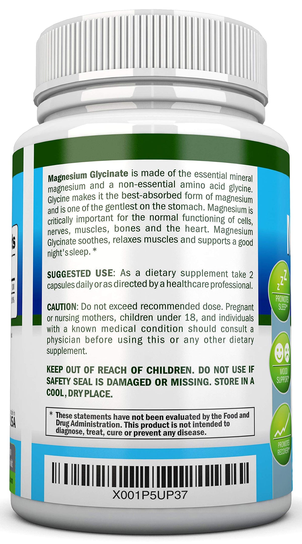 NutriONN Magnesium Glycinate 1600 mg - 180 Vegan Capsules - image 3
