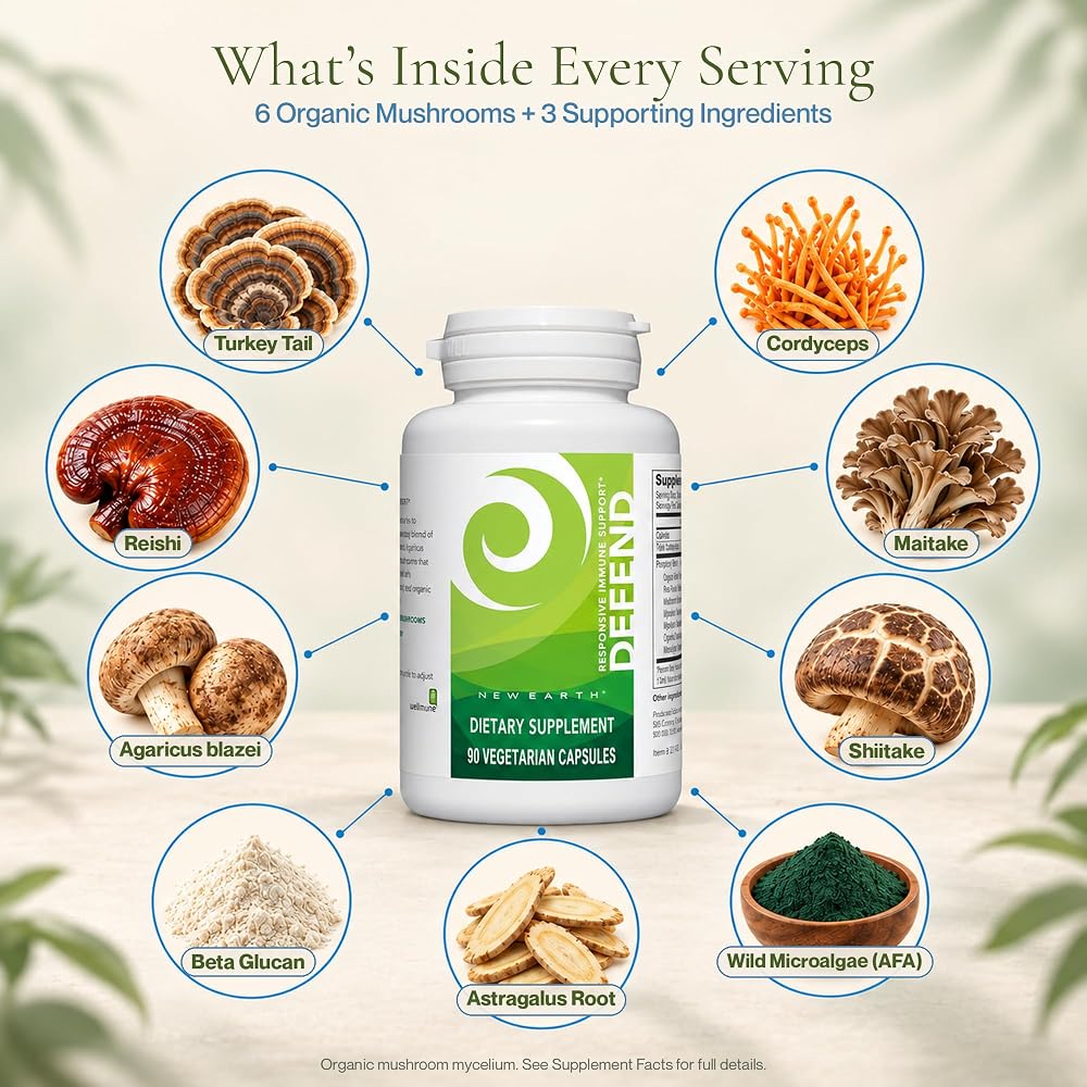 New Earth Defend Mushroom Complex Immune Support - 90 Capsules - image 3
