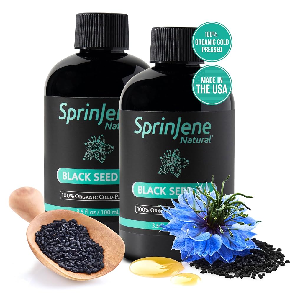 SprinJene Natural® 100% Pure Organic Black Seed Oil Cold Pressed