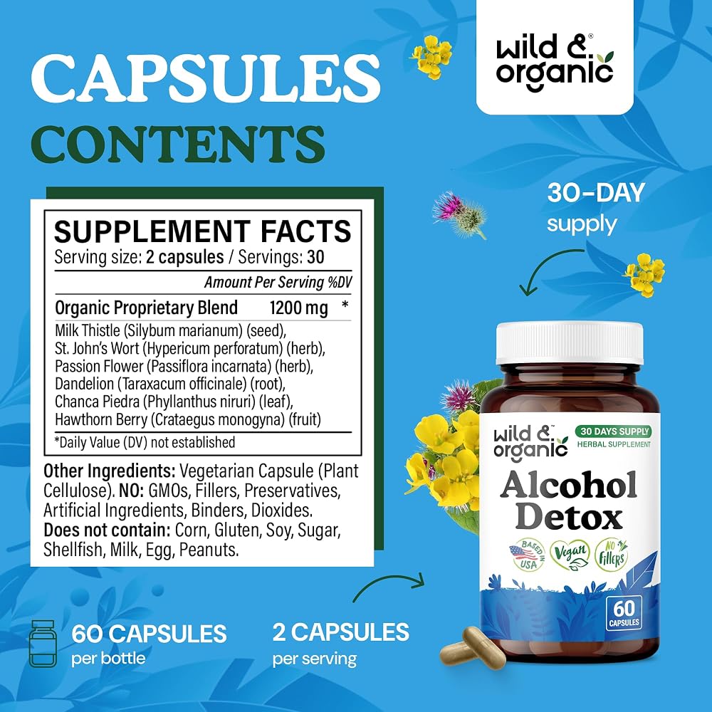 Wild & Organic Alcohol Detox Capsules - Liver & Kidney Support