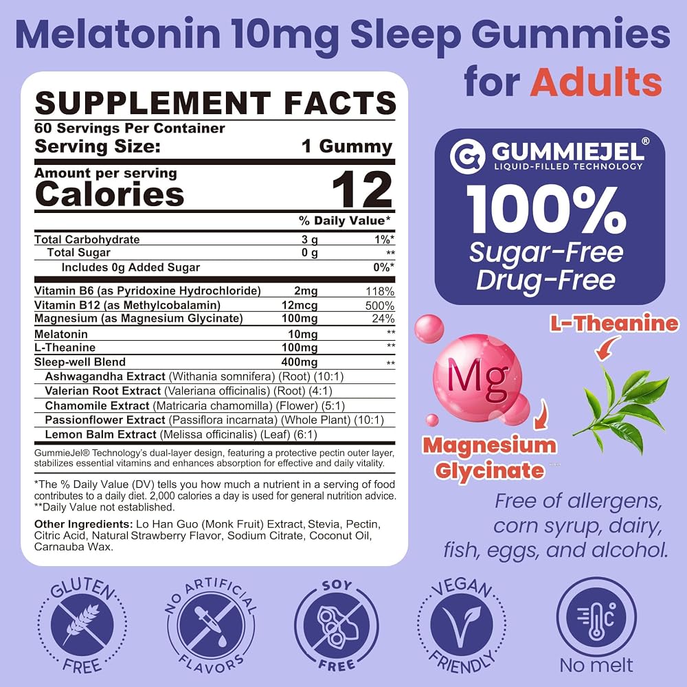 EnvyCure Melatonin 10mg 20mg Gummies Sugar Free