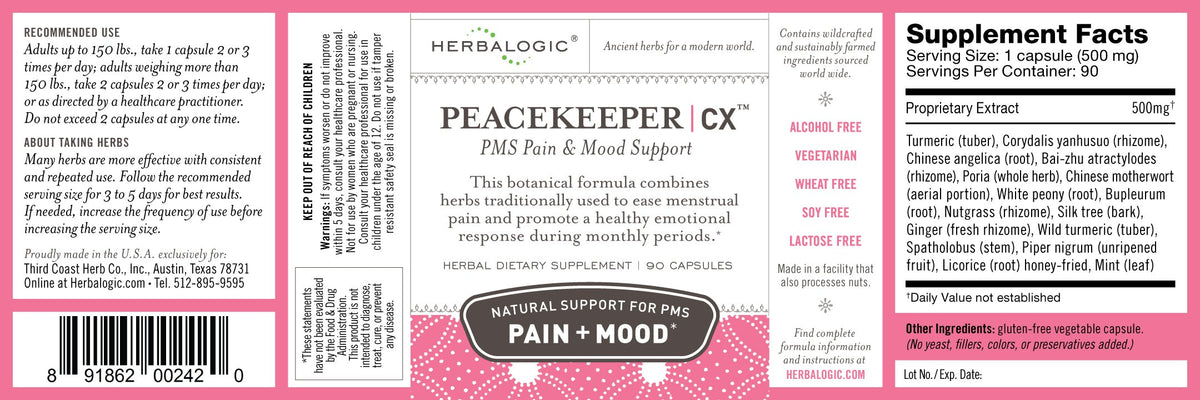 Herbalogic Peacekeeper CX Herb Capsules for PMS - 90 Capsules - image 2