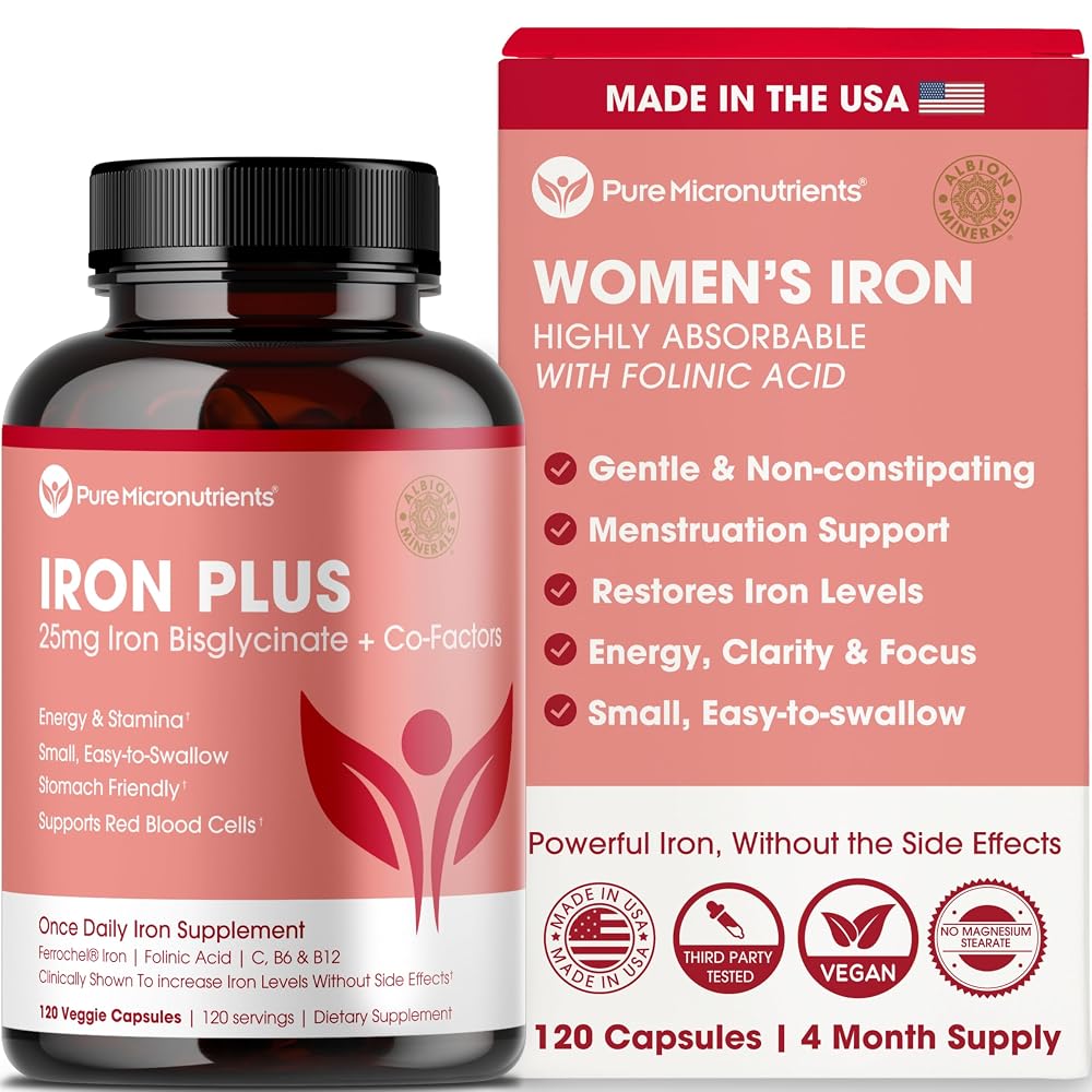 Pure Micronutrients Iron Bisglycinate 25mg for Women - 120 Capsules
