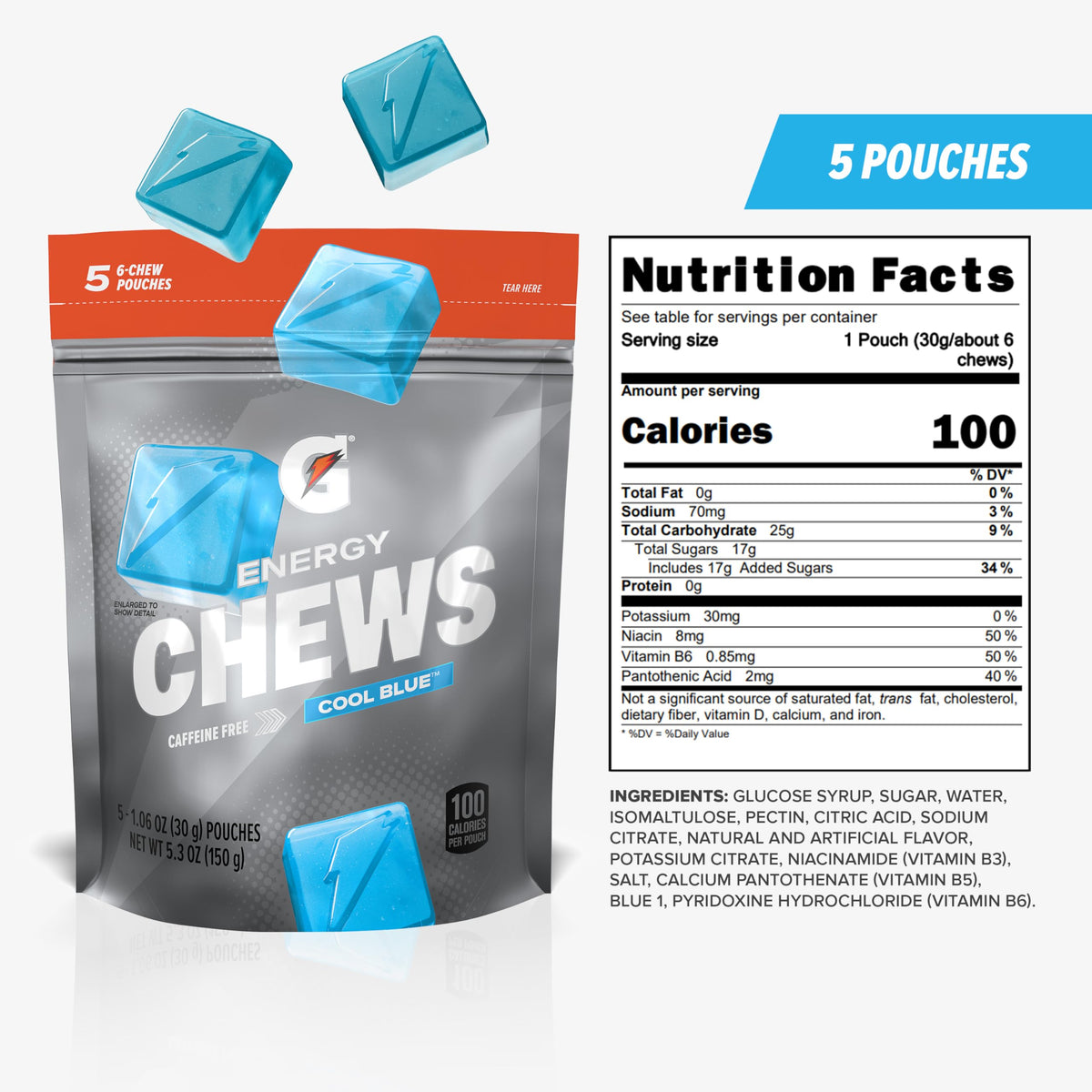 Gatorade Energy Chews Cool Blue Caffeine Free - 5 Pack - image 2