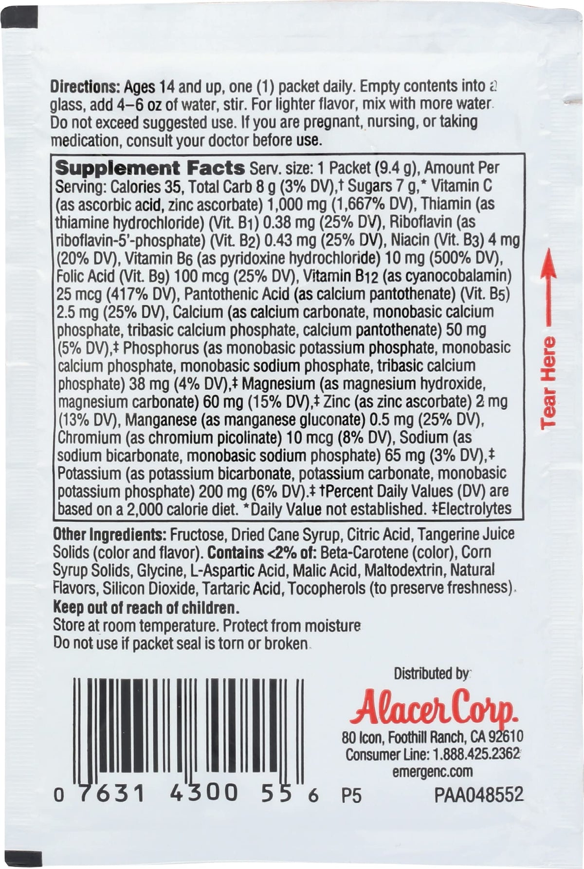Alacer Emergen-C Tangerine Immune Support - 1 Packet - image 2