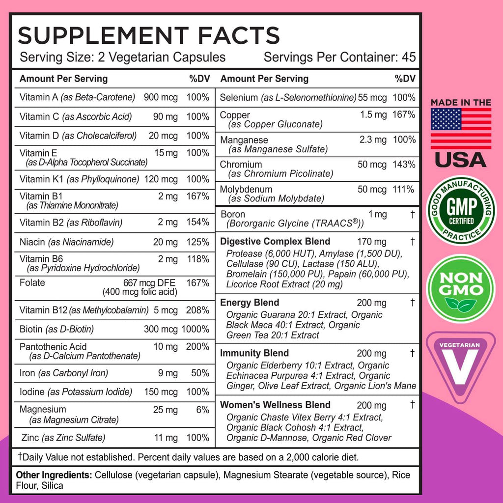 FarmHaven Multivitamin for Women with 22 Nutrients - 90 Capsules - image 4