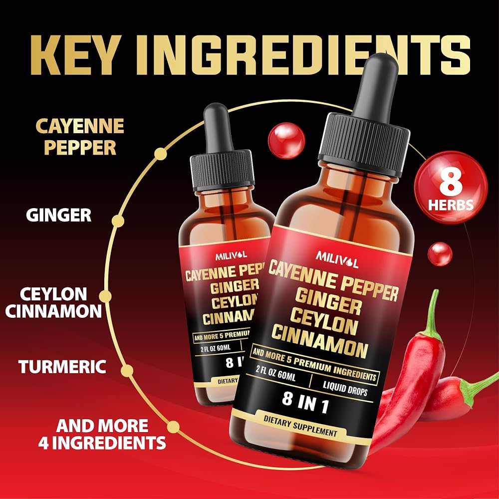 MILIVOL 8in1 Cayenne Pepper Liquid Drops - 2 Fl Oz - image 3