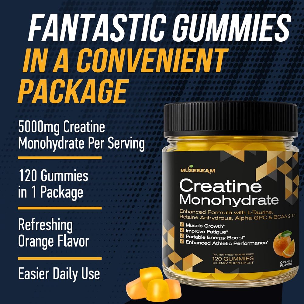 musebeam Creatine Monohydrate Gummies 5g - 120 Count - image 3