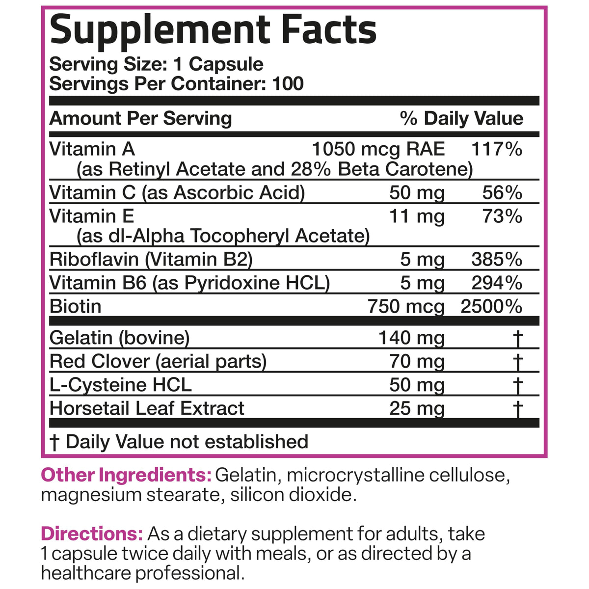Bronson Hair, Skin & Nails with Biotin Extra Strength - 100 Capsules - image 8