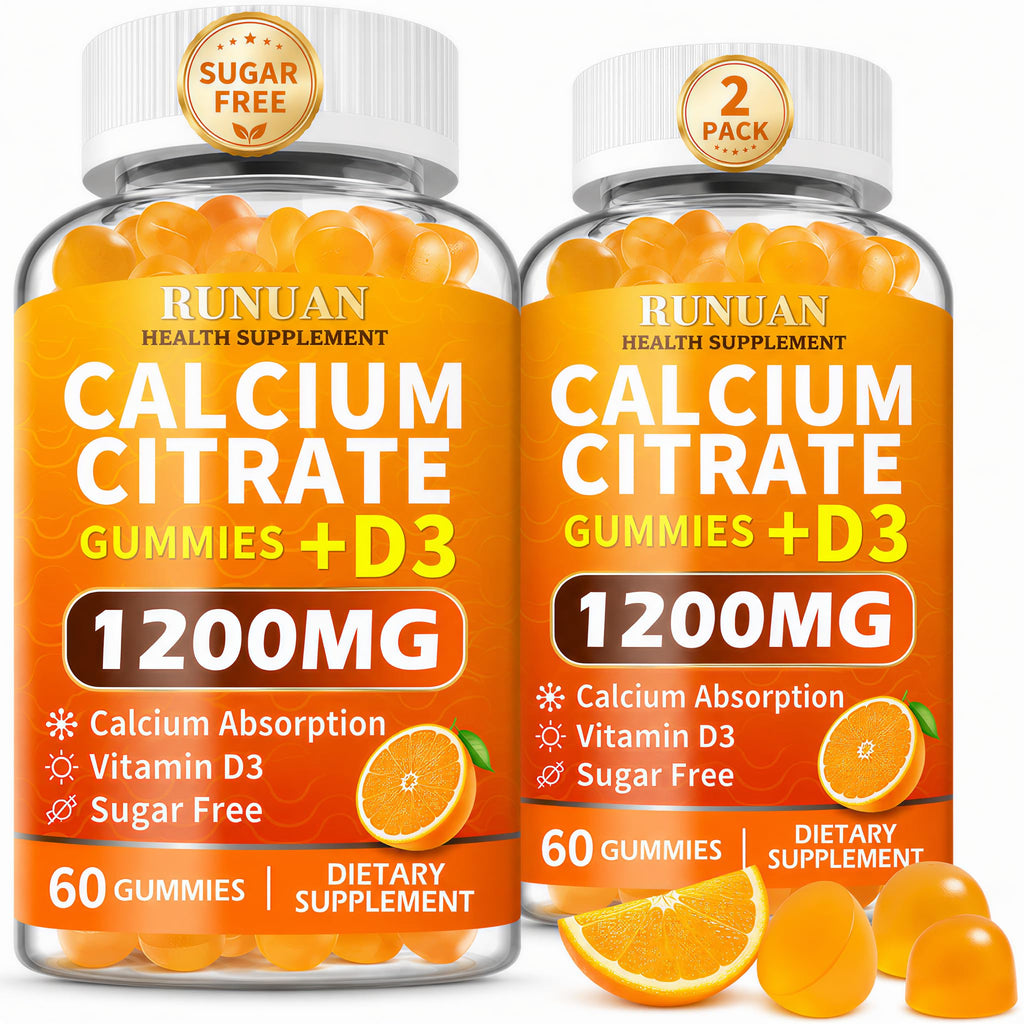 RUNUAN Calcium Citrate 1200mg Gummies with Vitamin D3 - 120 Count