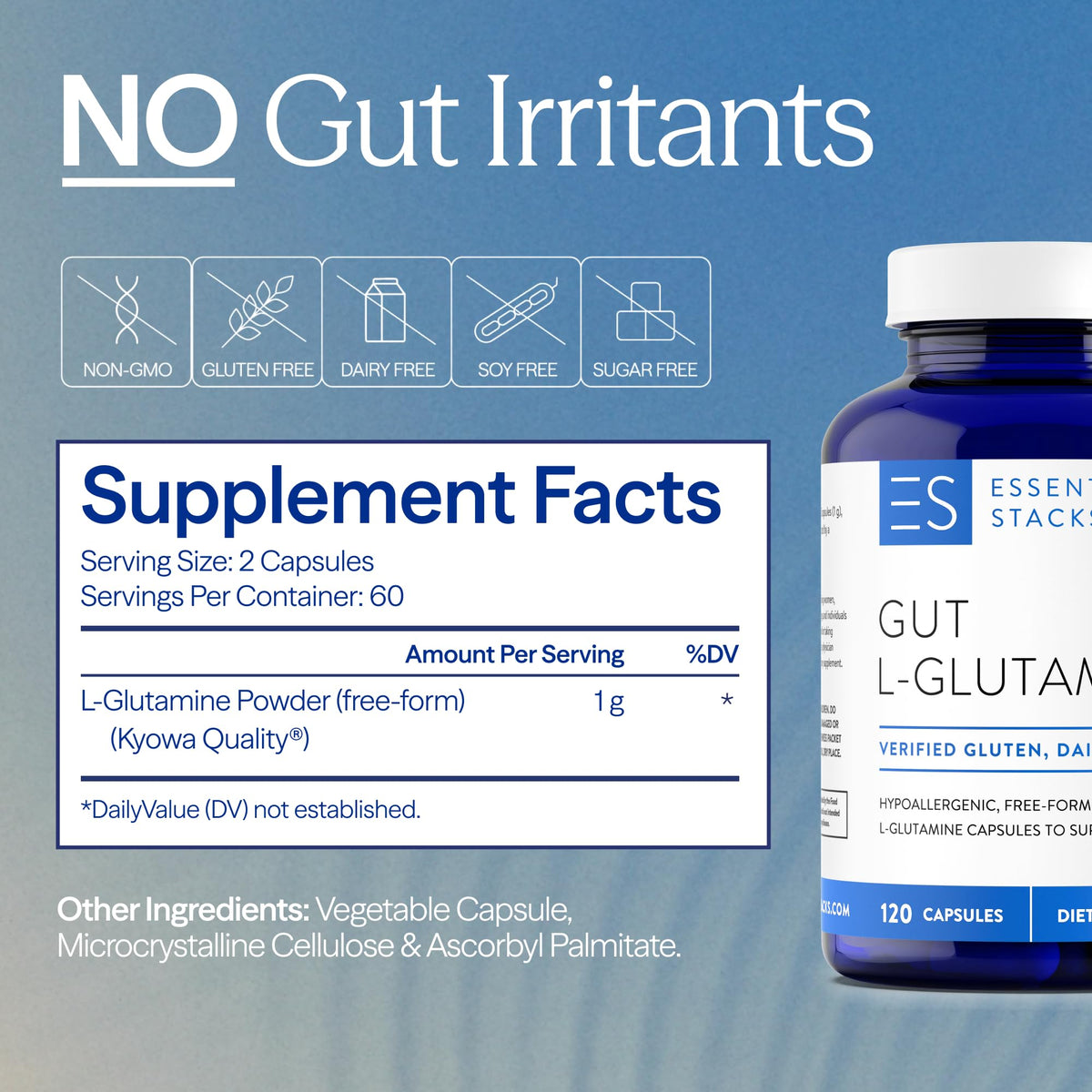 Essential Stacks Gut L-Glutamine 1000mg - 120 Capsules - image 5