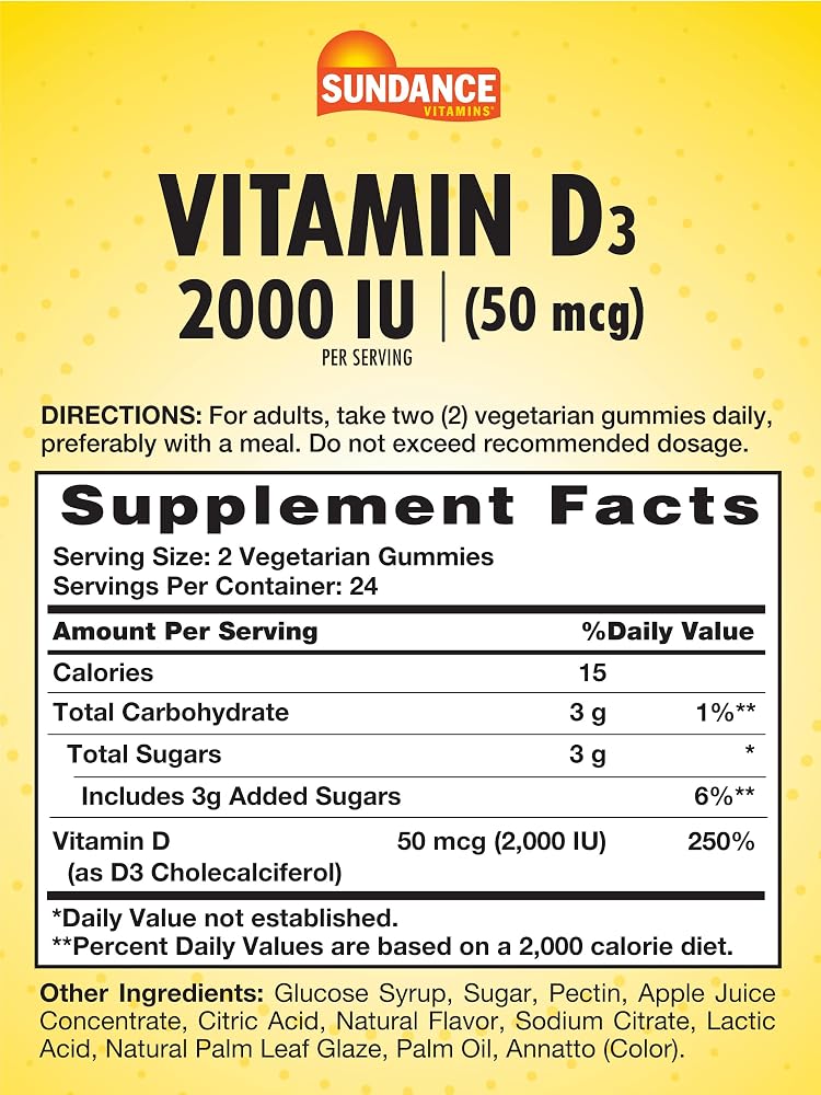 Sundance Vitamin D3 Gummies 2000 IU - 48 Count - image 2