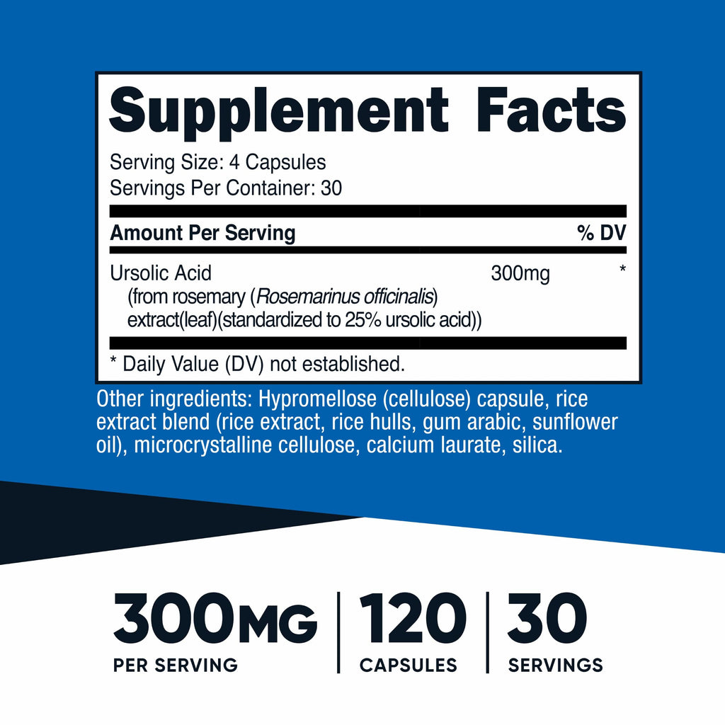 Nutricost Ursolic Acid 300mg - 120 Vegetarian Capsules - image 2