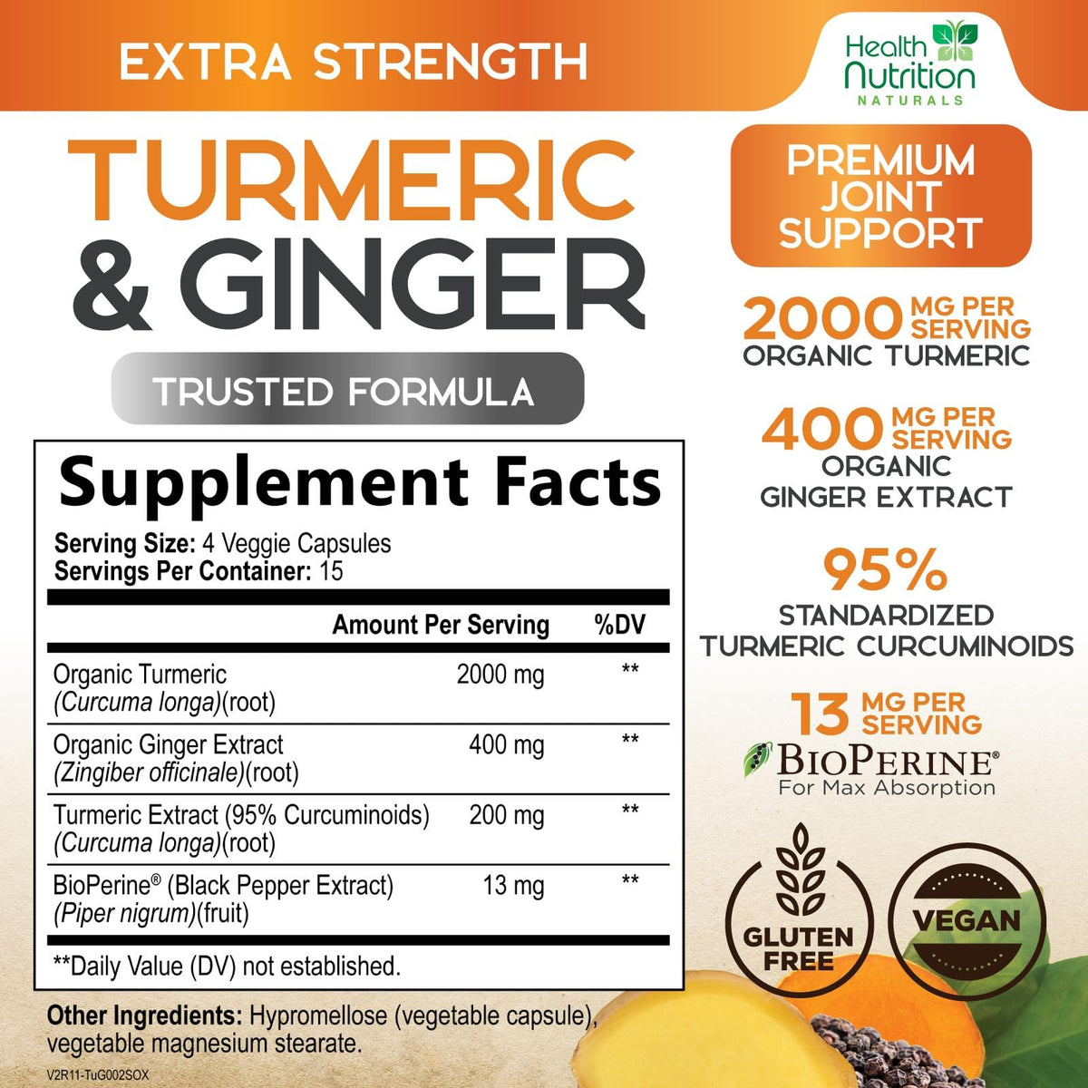 Health Nutrition Naturals Turmeric Curcumin Supplement - 95%