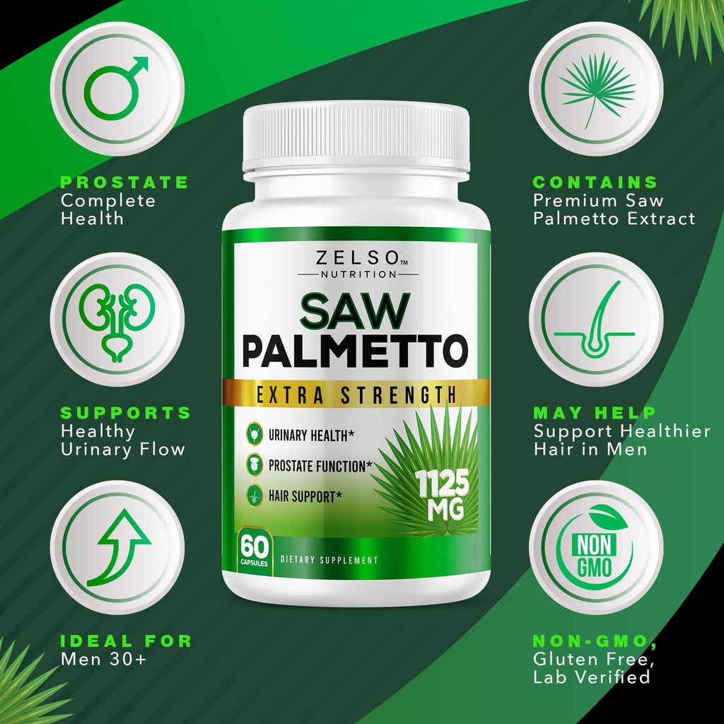 ZELSO Saw Palmetto 3:1 Prostate & Hair Growth Support - 120 Capsules - image 2