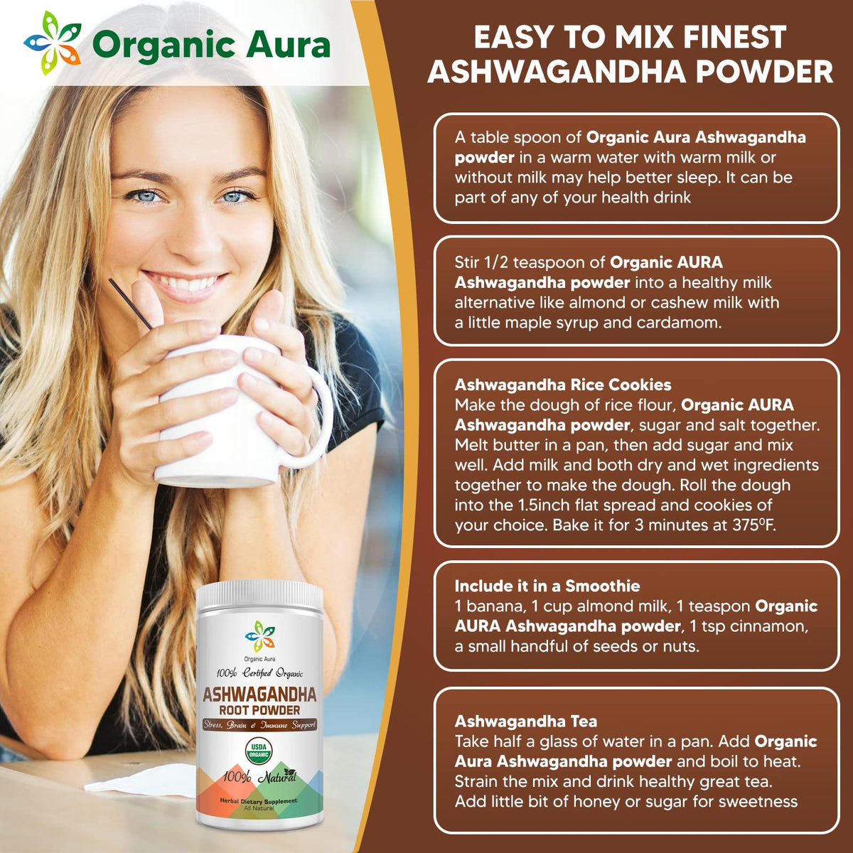 Organic Aura International Ashwagandha Root Powder - 16 Ounce - image 4