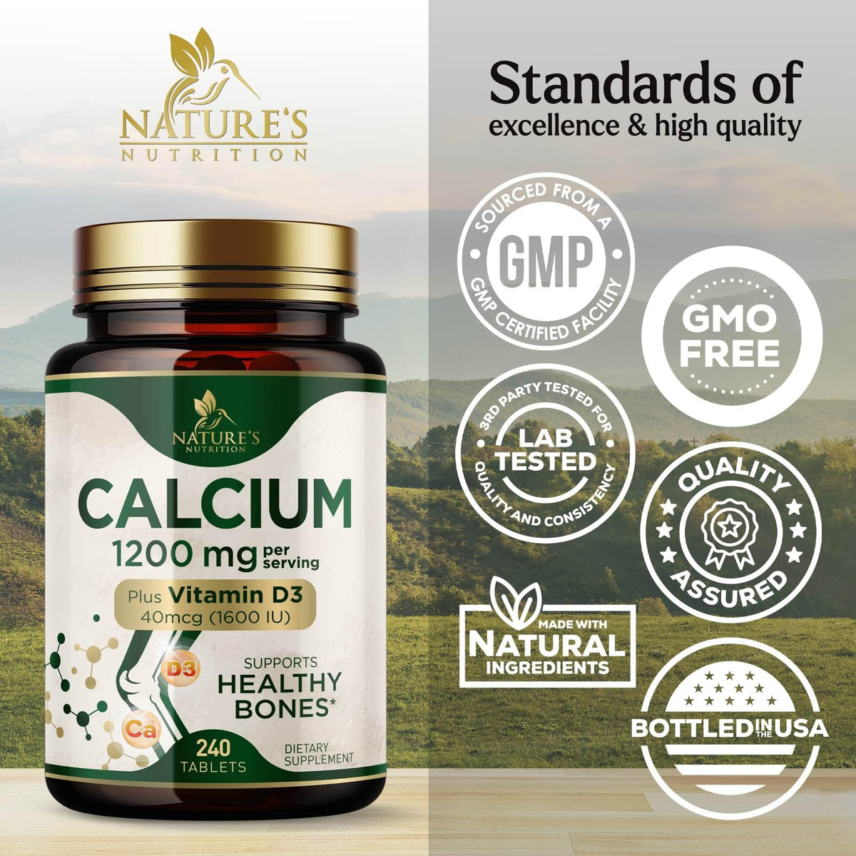 Nature's Nutrition Calcium 1200 mg with Vitamin D3 - 240 Tablets - image 4