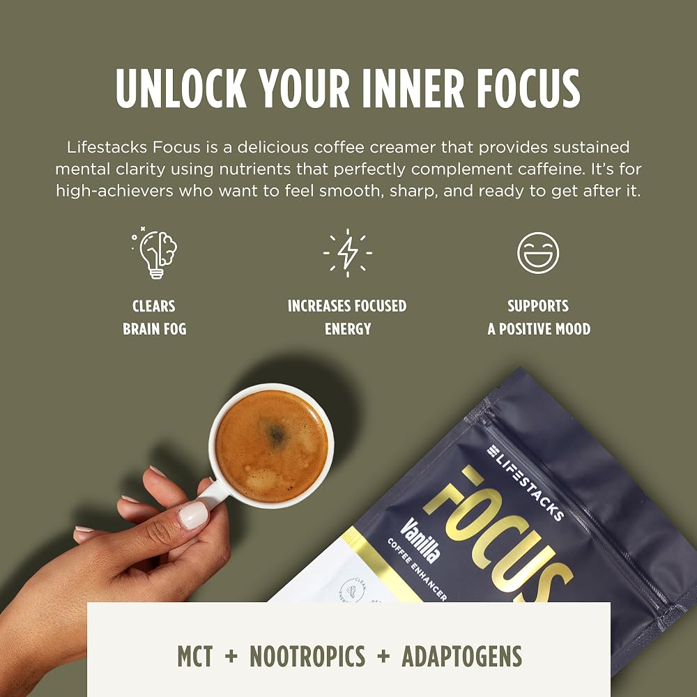 LIFESTACKS Focus Coffee Creamer for Energy & Clarity - 20 Servings - image 2