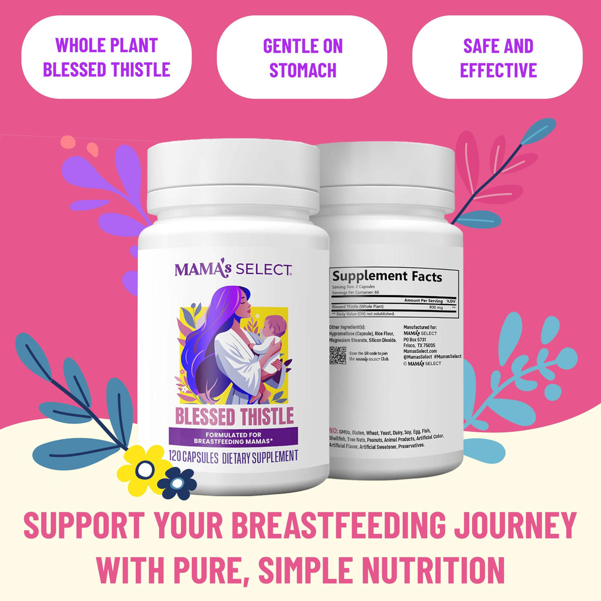 Mama's Select Blessed Thistle Lactation Support - 120 Vegan Capsules - image 3