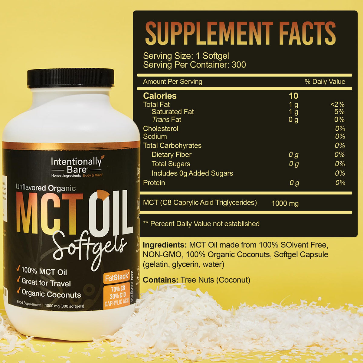 Intentionally Bare Organic MCT Oil C8 & C10 Softgels - 300 Count - image 2