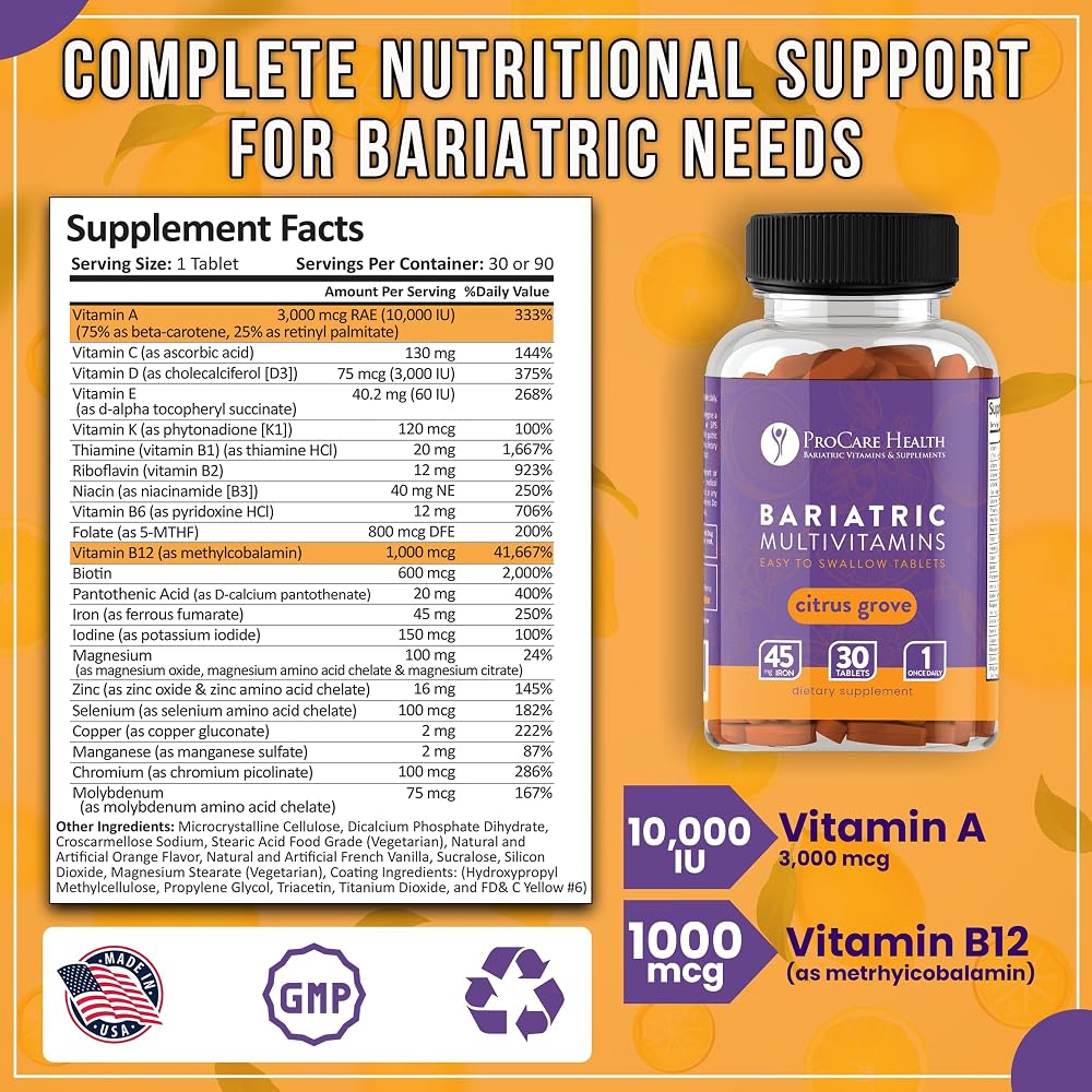 ProCare Health Bariatric Multivitamin with Iron 45mg (Easy to Swallow