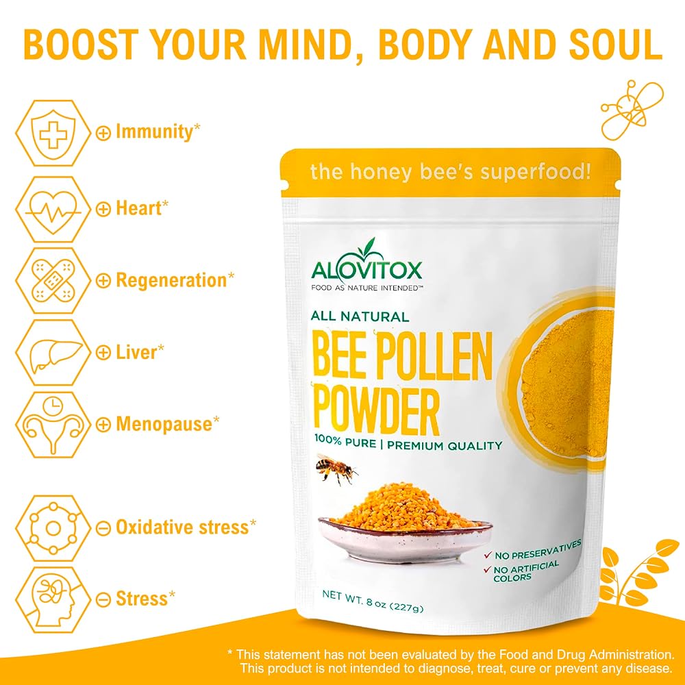 Alovitox Bee Pollen Powder Immune Support - 8 oz - image 2