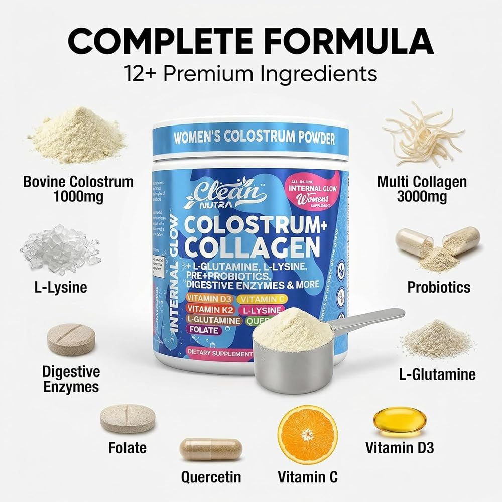 Clean Nutraceuticals Bovine Colostrum Powder with Collagen Peptides - 9.5 oz - image 4