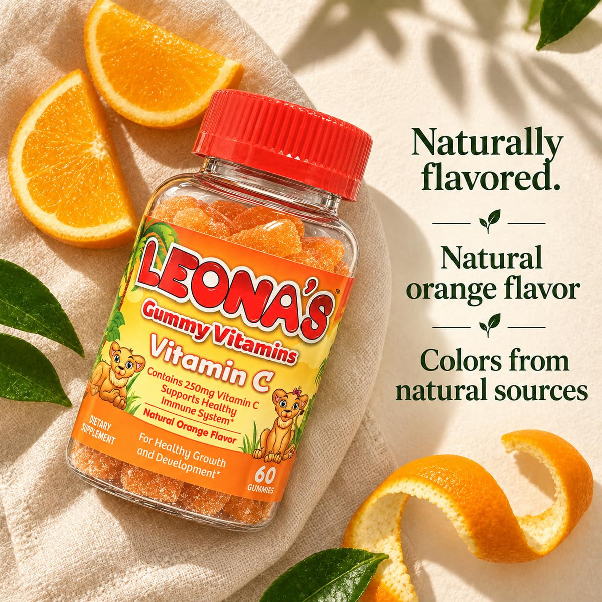 LEONA'S Vitamin C Gummies for Kids, Natural Orange Flavor - 60 Count - image 5