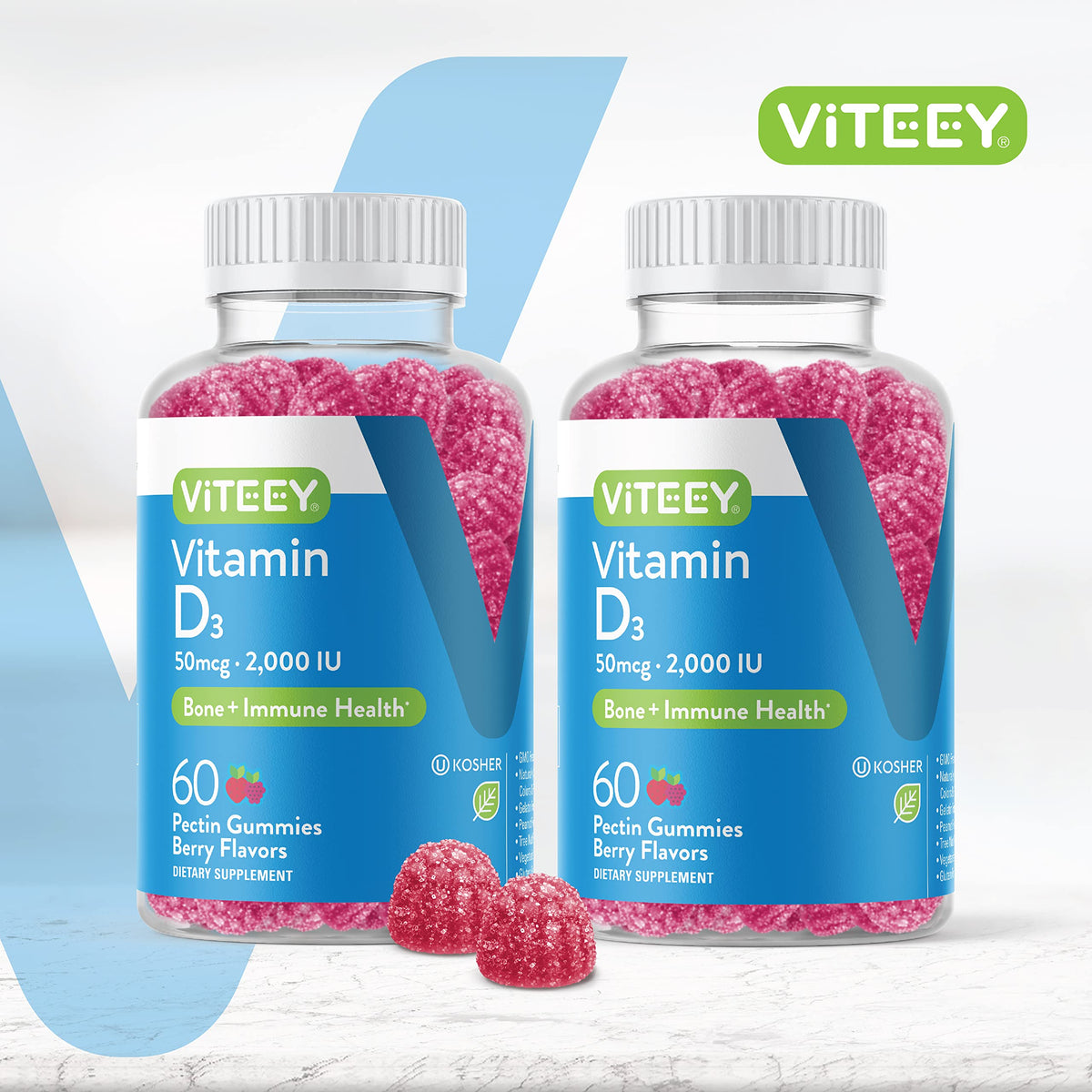 Viteey Vitamin D3 Gummies 2000 IU 50mcg Regular Strength VIT D