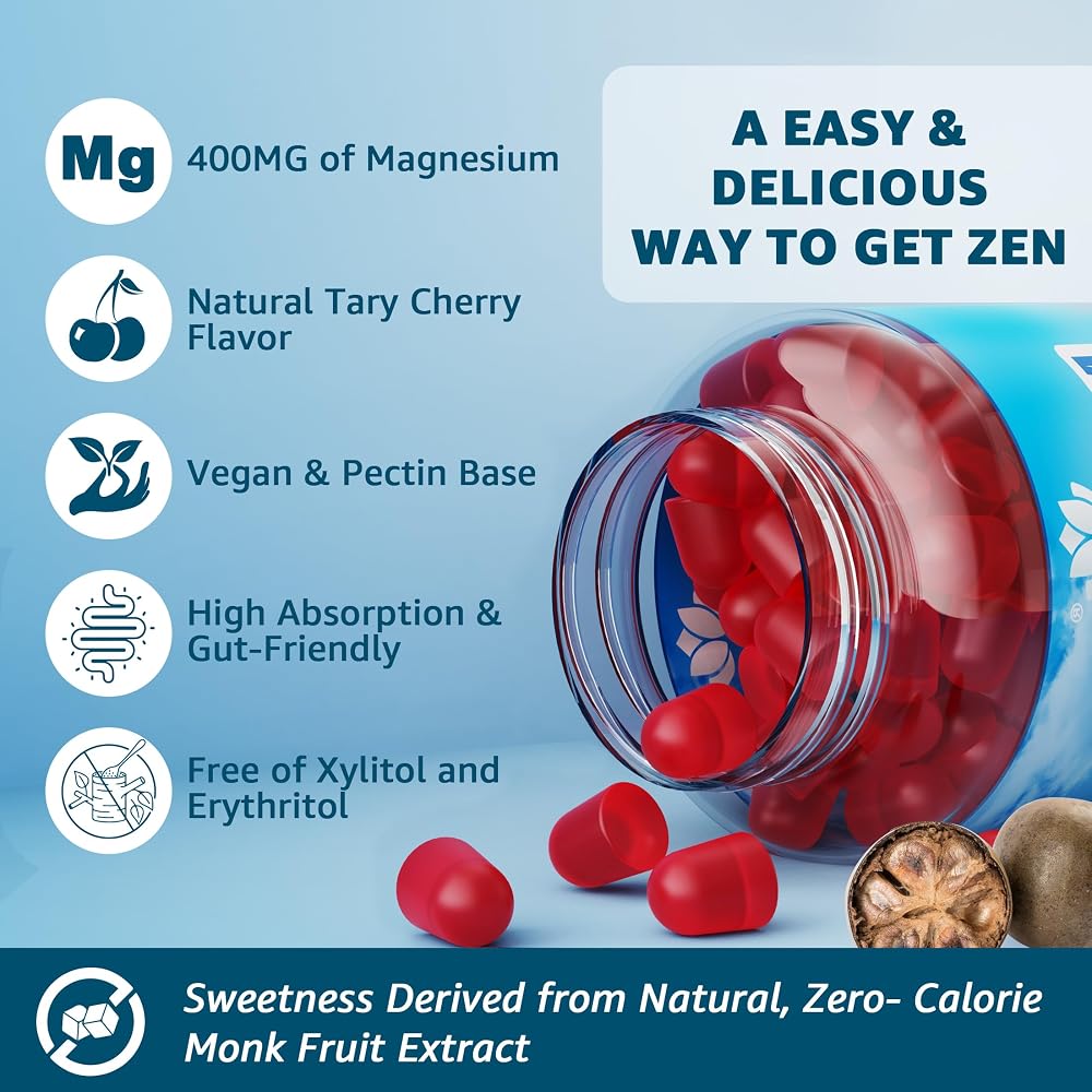 LILICARE Sugar Free Magnesium Gummies 400mg for Women Men