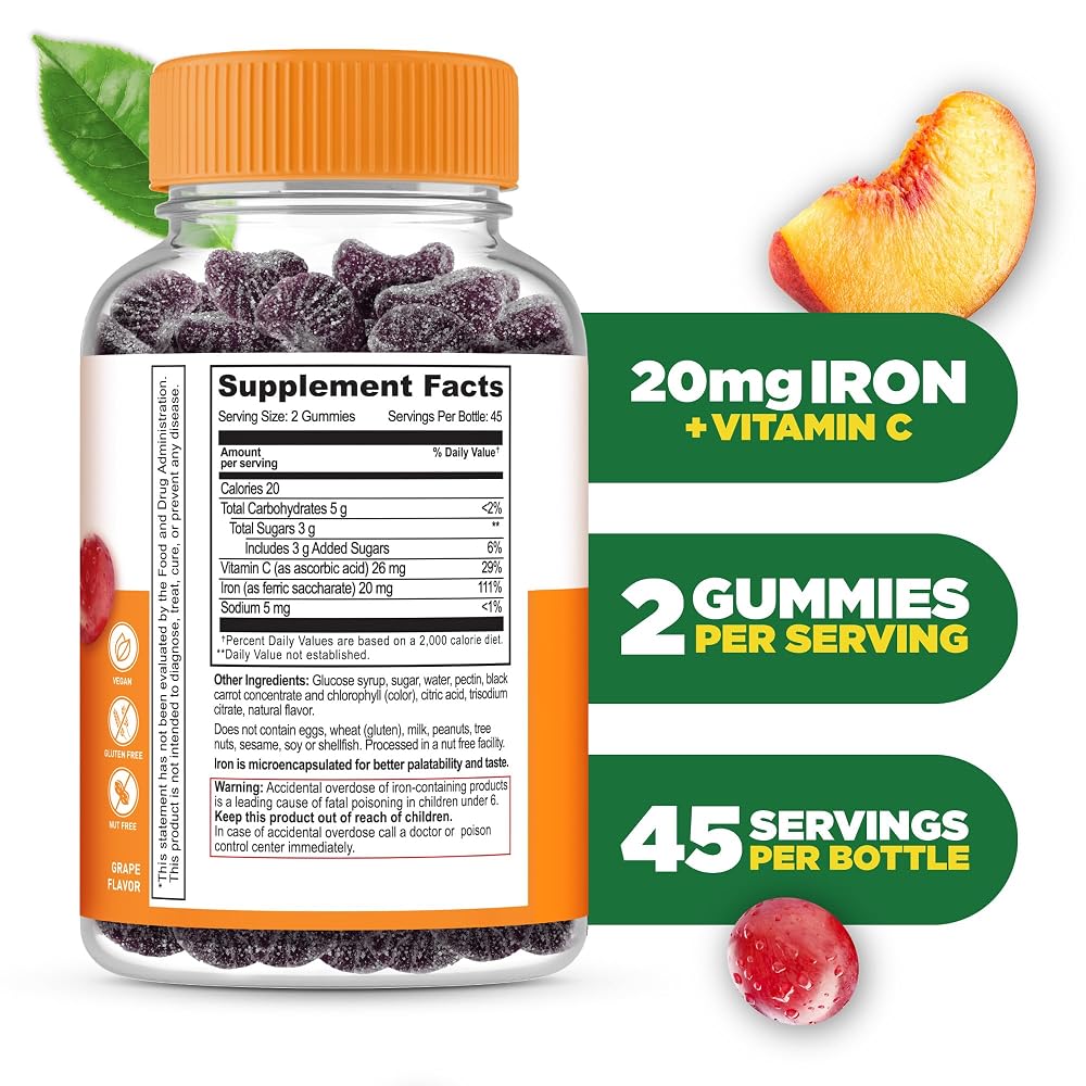 Lifeable Iron Gummies for Women and Men 20 mg - 90 Gummies - image 2