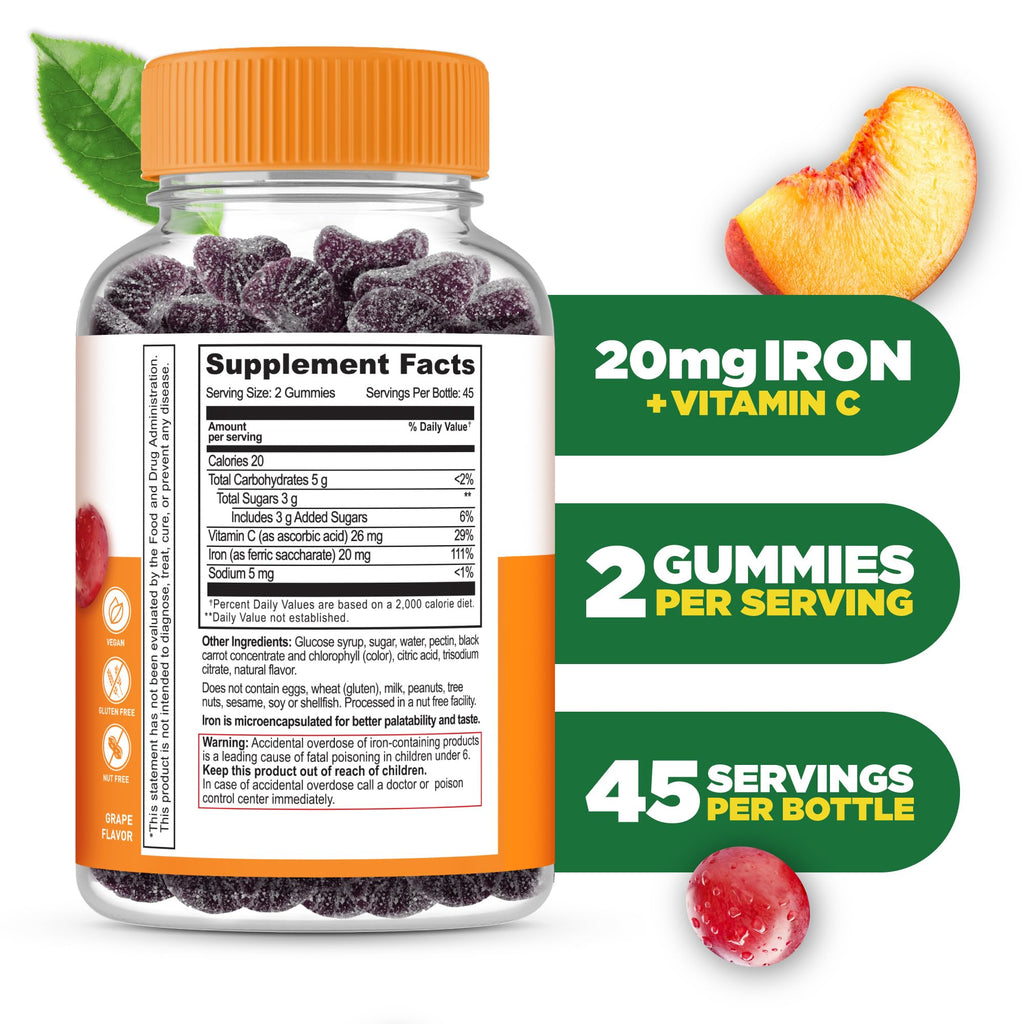 Lifeable Iron Gummies for Women and Men 20 mg - 90 Gummies - image 2