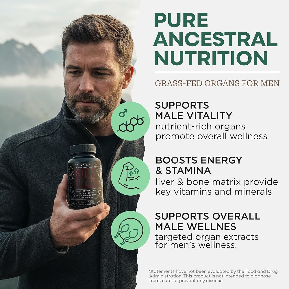 Wild Grass Fed Beef Organ Supplement for Men Prostate Health - 180